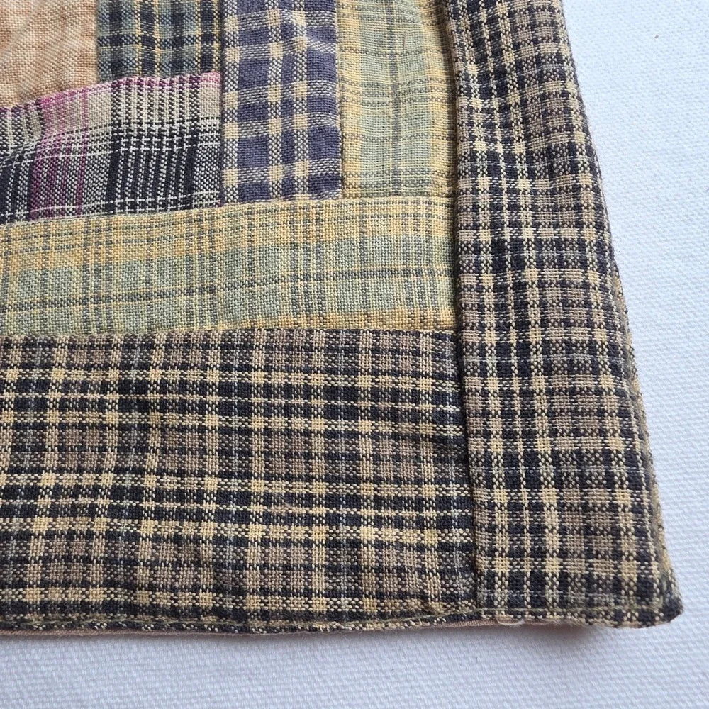Nancy's Nook Victorian Heart Quilted Placemat Log Cabin Plaid Cotton 17x11